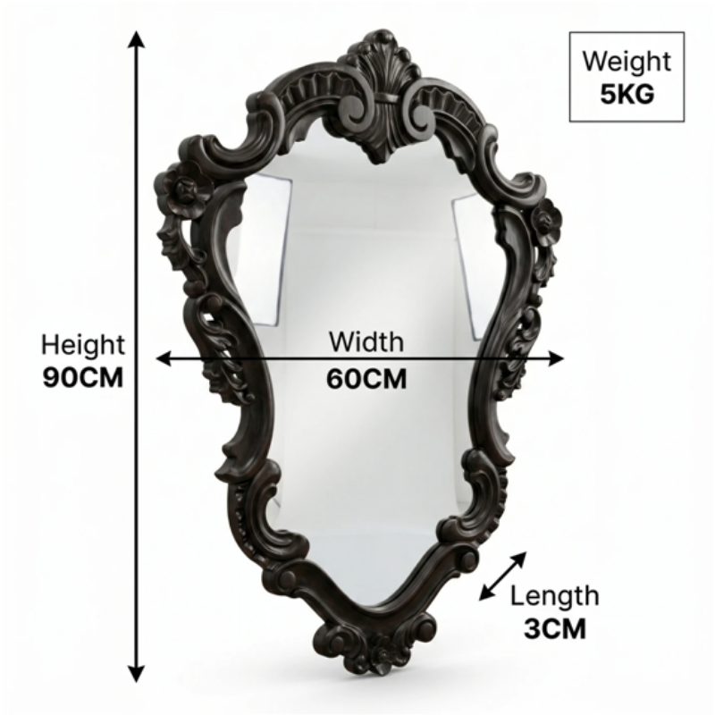 Royal Handcrafted Antique Wooden Frame Wall Mirror - Image 2