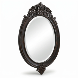 Royal Handcrafted Compact Oval Antique Wooden Wall Mirror