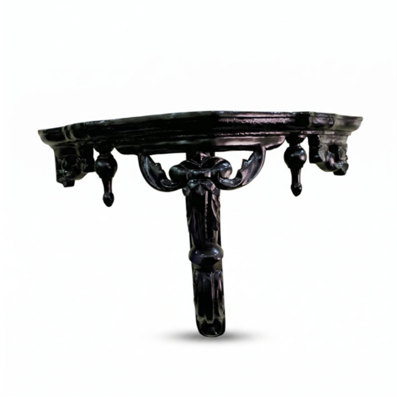 Handcrafted Solid Wood Ornate Wall-Mounted Console Table - Image 3
