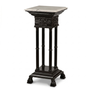 Royal Handcrafted Tall Antique Wooden Pedestal Stand with Natural Marble Top
