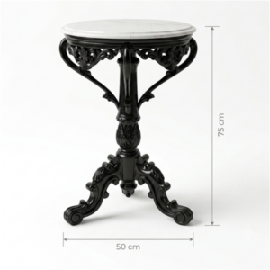 Royal Handcrafted Antique Side Table with Natural Marble Top