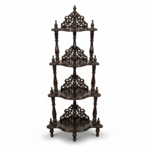 Royal Handcrafted Solid Wood 4-Tier Antique Corner Display Shelf