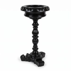 Artisanal Carved Wooden Flower Vase Pedestal Top